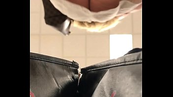 Sexy Blond MILF in low cut dress at store spycam upskirt