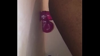 Watch my tight black pussy fuck my 8" dildo